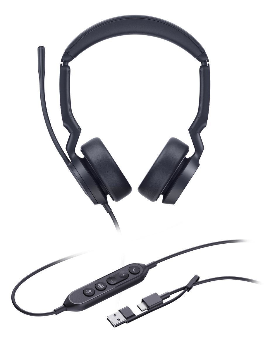 Yealink UH44 Dual Teams USB-C/A Auricolare Cablato A Padiglione Ufficio USB Type-C / USB Type-A Nero