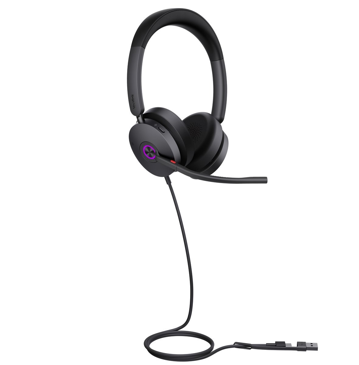 Yealink UH48 Dual UC USB-C/A Auricolare Cablato A Padiglione Musica e Chiamate USB Type-C / USB Type-A Nero