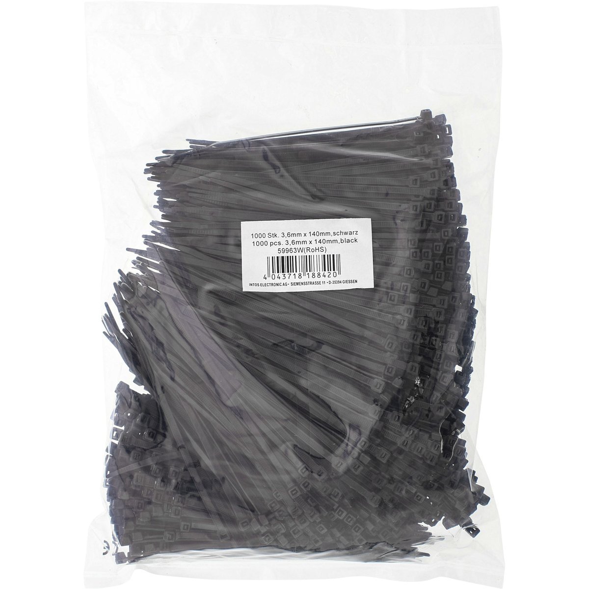 InLine Fascette Fermacavi 140x3.6 mm Kit 1000 Pz - Nero