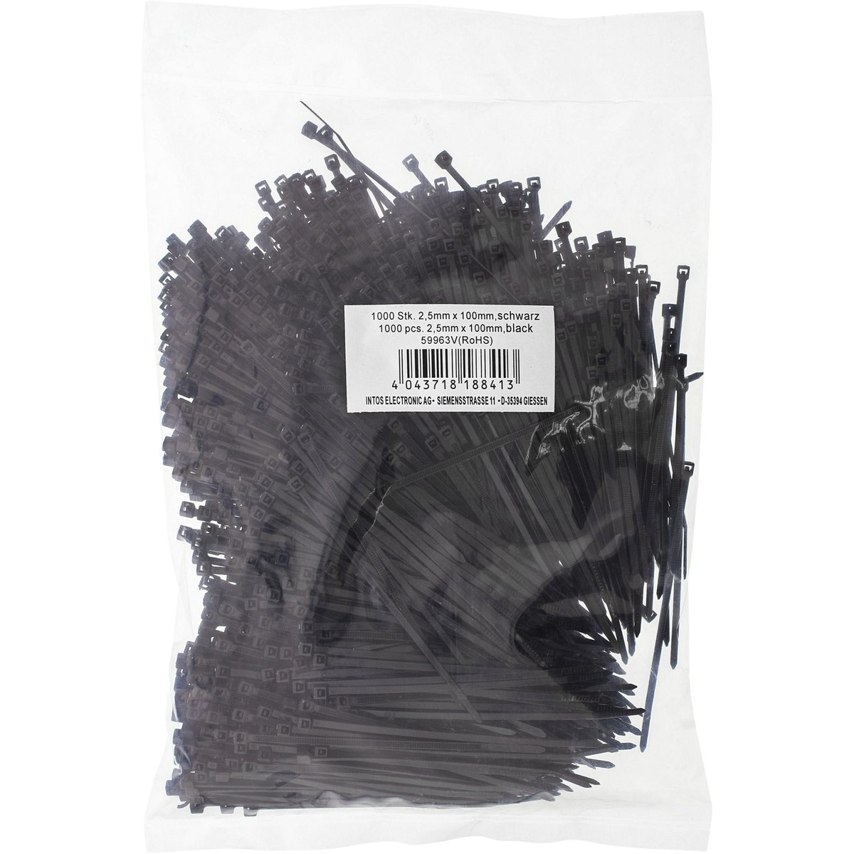 InLine Fascette Fermacavi 100x2.5 mm Kit 1000 Pz - Nero