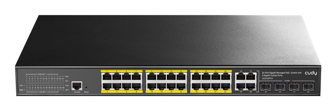Cudy GS2028PS4 Switch Gigabit Gestito ad Alte Prestazioni da 24 Porte con PoE 1U da Montare su Rack