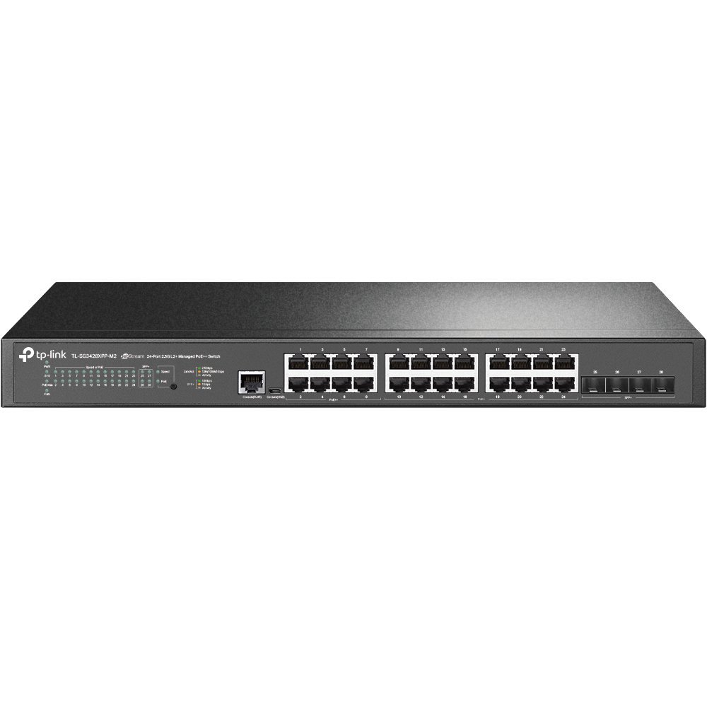 TP-Link JetStream TL-SG3428XPP-M2 switch di rete Gestito L2+ 2.5G Ethernet (100/1000/2500) Supporto Power over Ethernet (PoE) 1U Nero