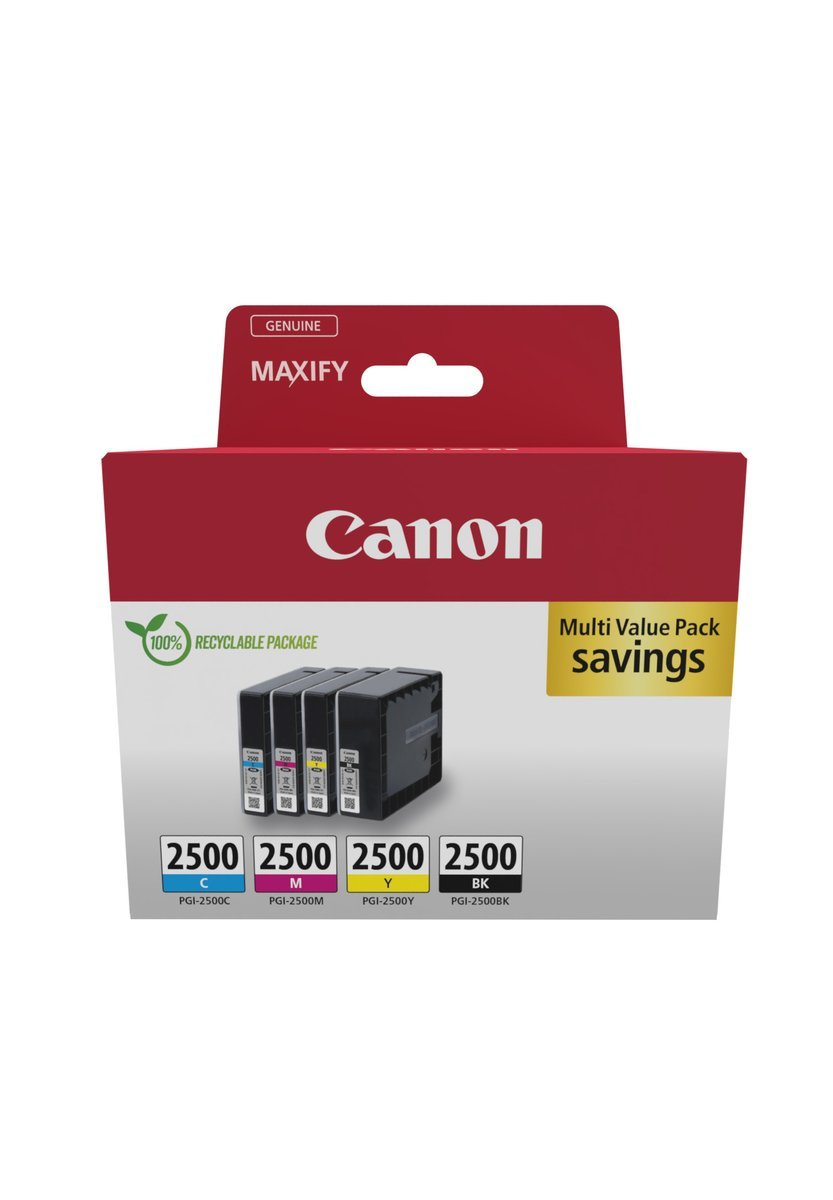 Canon PGI-2500 BK/C/M/Y Multipack - Confezione da 4 - nero, giallo, ciano, magenta - originale - serbatoio inchiostro