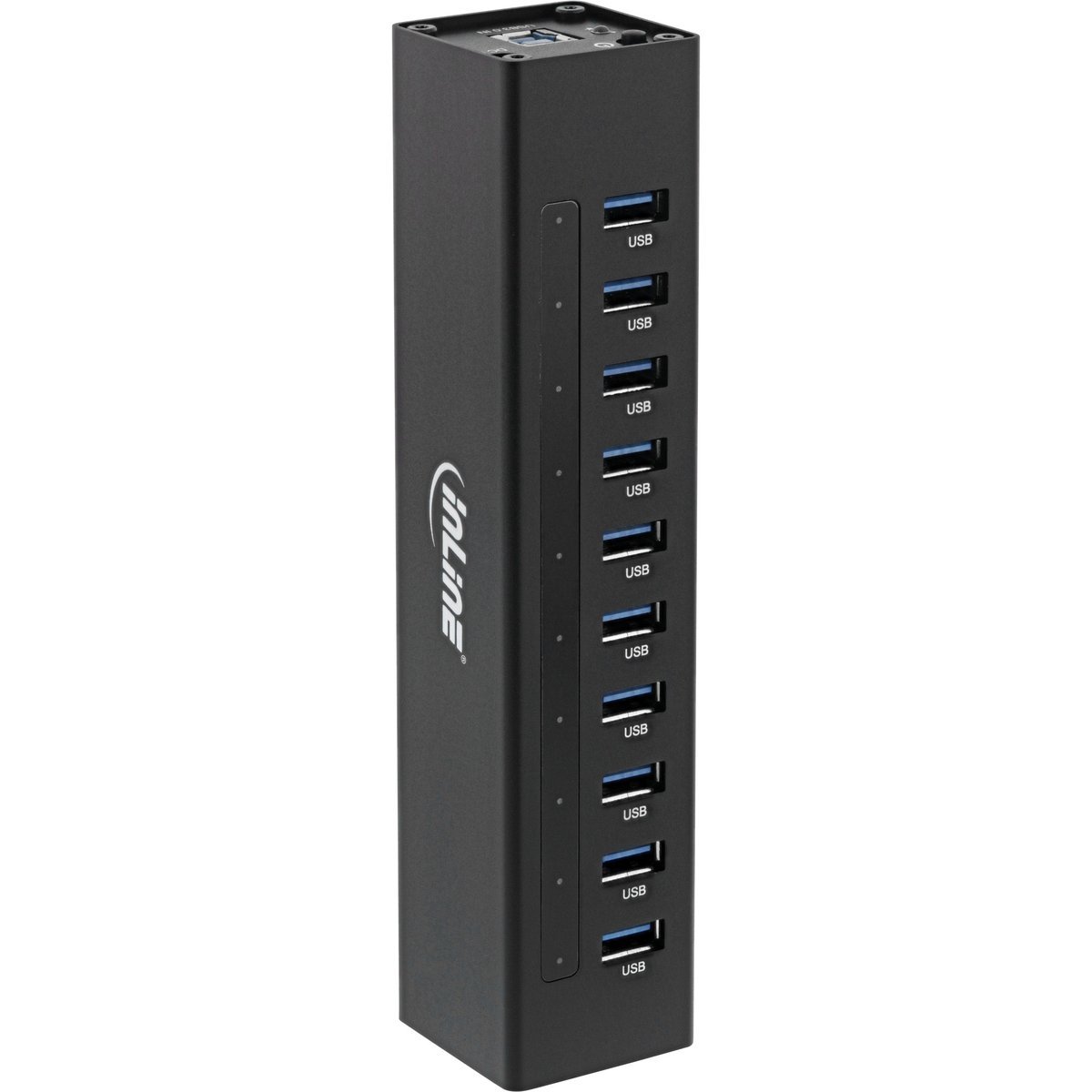 InLine Hub USB 3.2 Gen.1 10 Porte - Corpo in Alluminio Nero con Alimentatore 4A