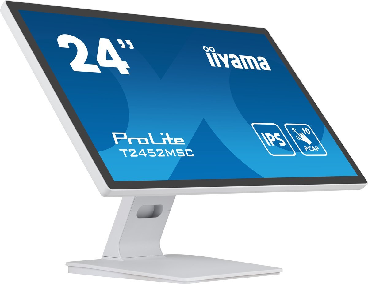 iiyama ProLite T2452MSC-W1 - Monitor a LED - 24" (23.8" visualizzabile) - touchscreen - 1920 x 1080 Full HD (1080p) - IPS - 400 cd/m² - 1000:1 - 14 ms - HDMI, DisplayPort - altoparlanti - bianco