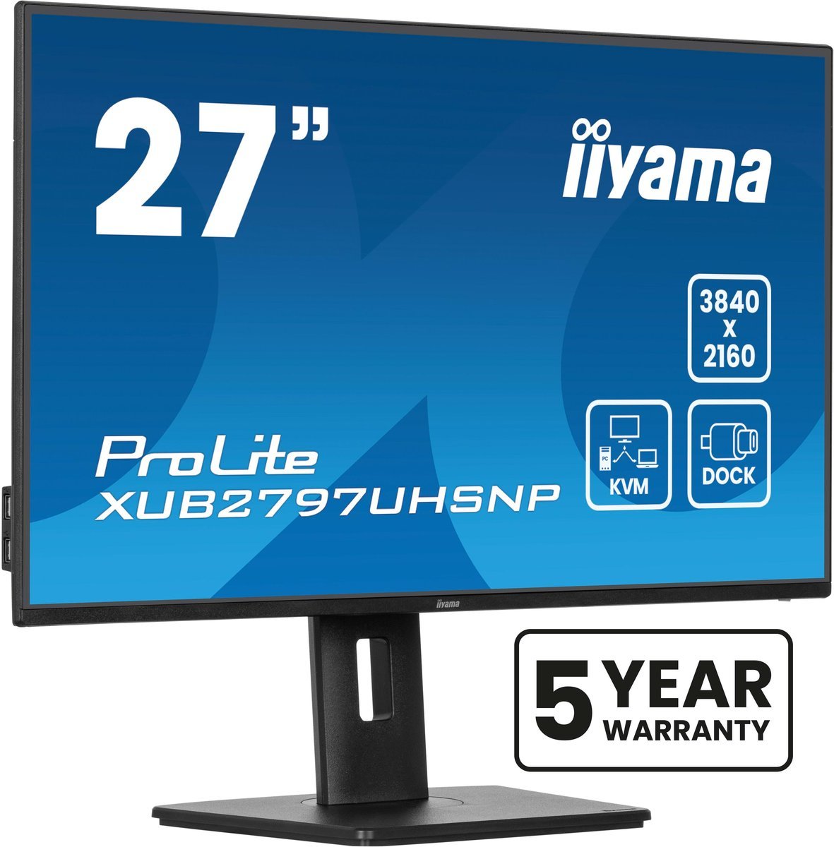 iiyama ProLite XUB2797UHSNP-B1 - Monitor a LED - 27" - 3840 x 2160 4K @ 60 Hz - IPS - 350 cd/m² - 1300:1 - 4 ms - HDMI, DisplayPort, USB-C - altoparlanti - opaco, nero