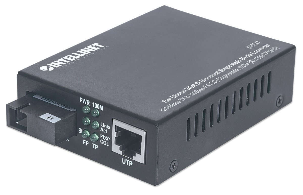 Intellinet 510547 convertitore multimediale di rete 100 Mbit/s Modalita singola Nero