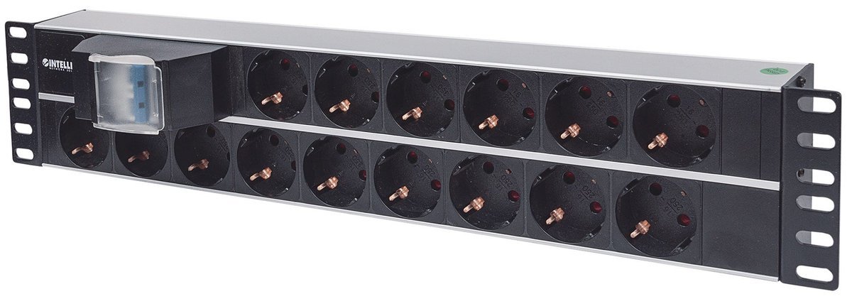 Intellinet 714051 unita di distribuzione dell'energia (PDU) 15 presa(e) AC 2U Alluminio, Nero
