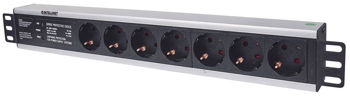Intellinet 714006 unita di distribuzione dell'energia (PDU) 7 presa(e) AC 1.5U Nero