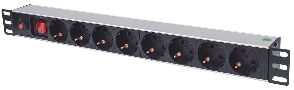 Intellinet 713986 unita di distribuzione dell'energia (PDU) 8 presa(e) AC 1U Alluminio, Nero