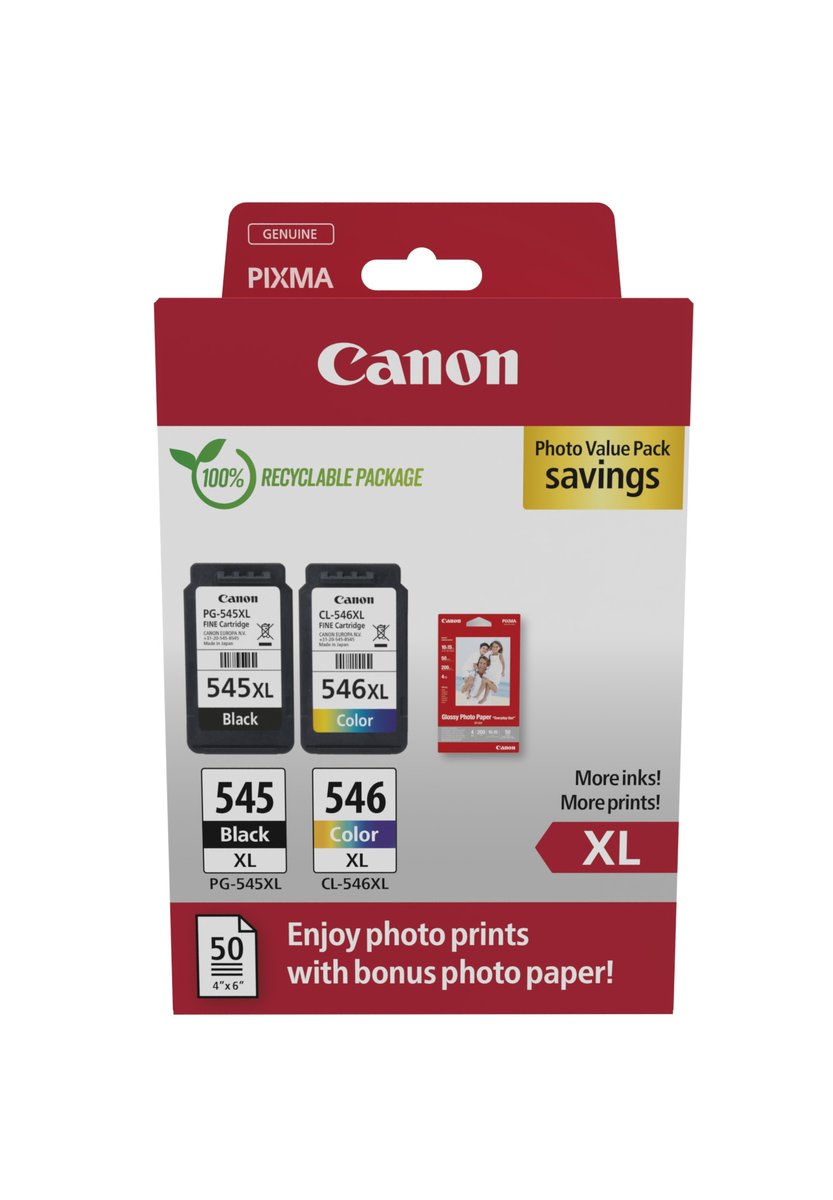 Canon PG-545XL/CL-546XL Photo Paper Value Pack - Confezione …