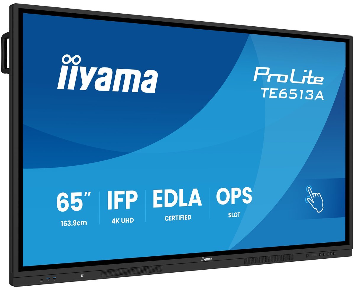 iiyama TE6513A-B2AG Pannello Piatto Interattivo IFP 65" IPS 4K IR 40-punti 500cd Android 14 Google EDLA 2x20W WiFi VESA