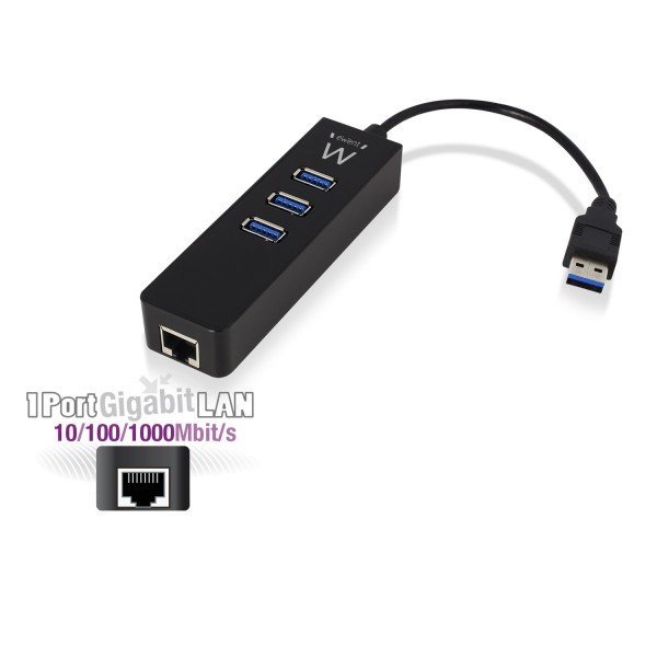 Ewent EW1140 hub di interfaccia USB 3.2 Gen 1 (3.1 Gen 1) Type-A 5000 Mbit/s Nero