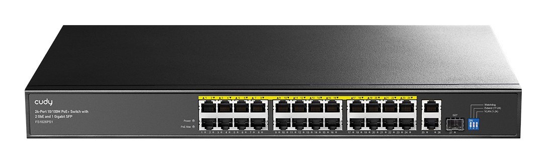 Cudy FS1026PS1 switch di rete Non gestito Gigabit Ethernet (10/100/1000) Supporto Power over Ethernet (PoE) Nero