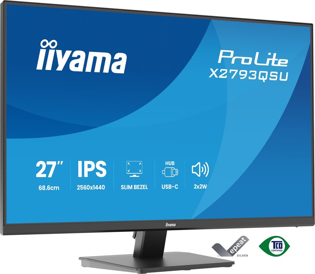 iiyama X2793QSU-B1 Monitor ProLite 27" IPS QHD HDMI DP 2xUSB