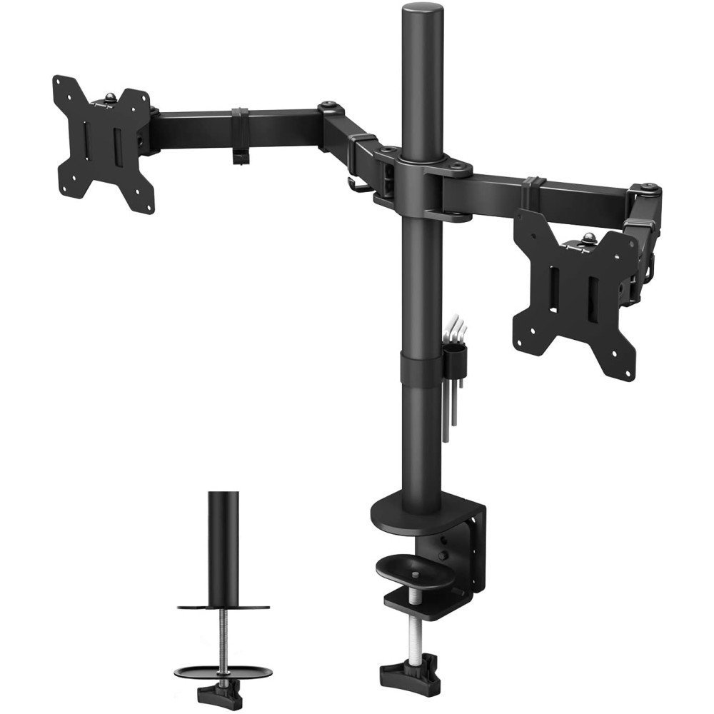 Techly ICA-LCD 382-D Supporto per Doppio Monitor 13-27” LCD 10kg da Scrivania Rotante