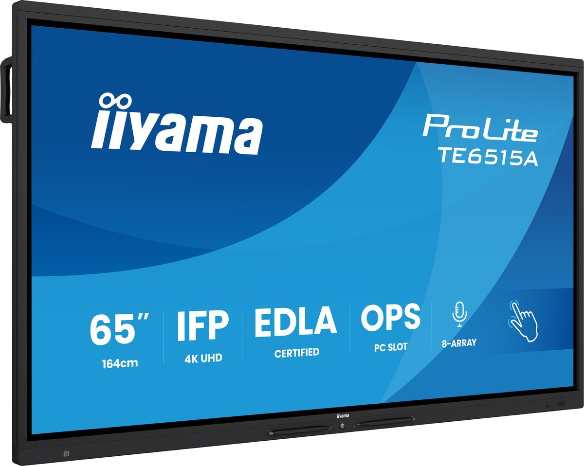 iiyama TE6515A-B2AG Pannello Piatto Interattivo IFP 65" VA 4K IR 40 punti 550cd DeepContrast-IR+ Android 14 EDLA 2xHDMI DP USB-C 2x20W
