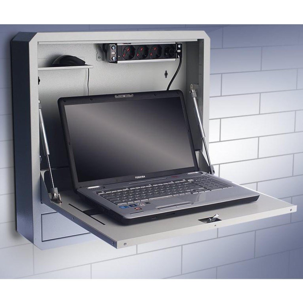 Techly ICRLIM01 Armadietto per laptop a muro da 19" anti-furto con ripiano grigio