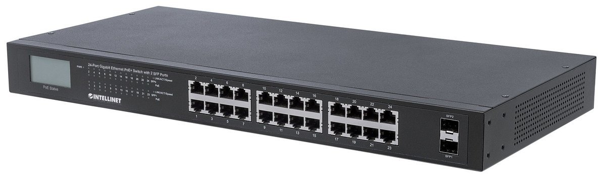Intellinet 561242 switch di rete Non gestito Gigabit Ethernet (10/100/1000) Supporto Power over Ethernet (PoE) 1U Nero