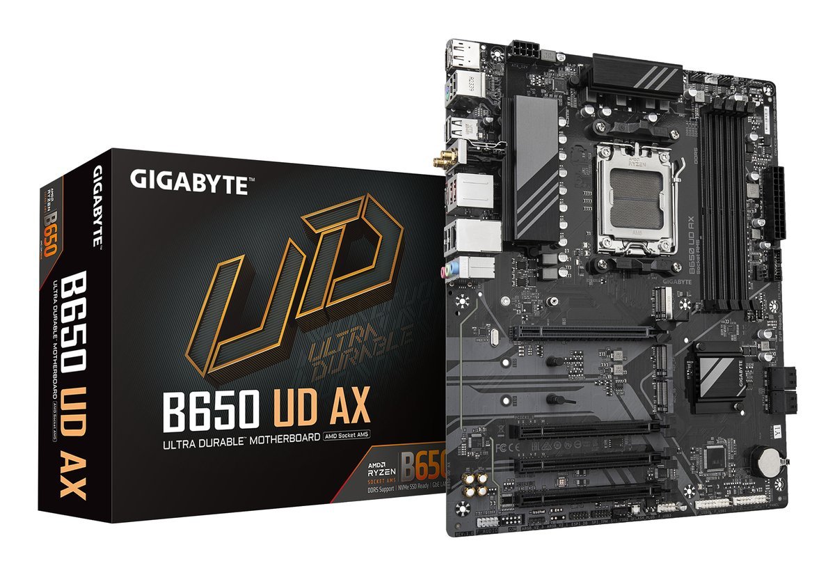 GIGABYTE B650 UD AX SCHEDA MADRE - Supporta CPU AMD Ryzen Serie 9000, VRM a 6+2+2 fasi, fino a 7600MHz DDR5 (OC), 1x PCIe 5.0 + 2x PCIe 4.0 M.2, LAN GbE, Wi-Fi 6, USB 3.2 Gen 2