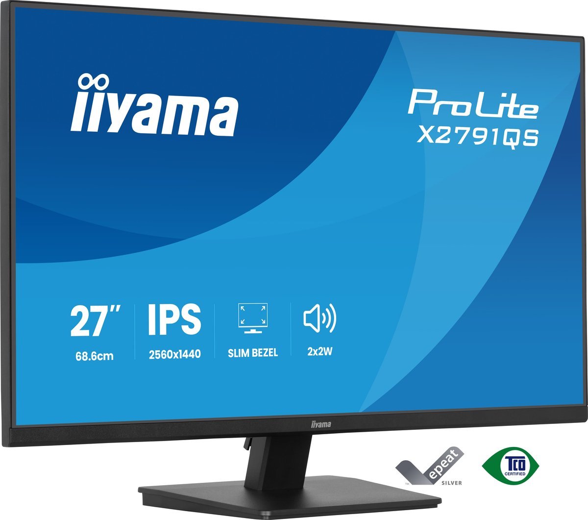 iiyama X2791QS-B1 Monitor ProLite 27" IPS QHD 120Hz 350cd 1500:1 HDMI DP 2xUSB 2x2W cornice sottile
