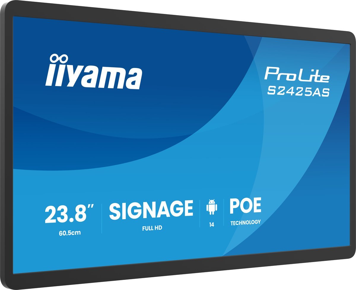 iiyama S2425AS-B1P ProLite Display per Segnaletica 23,8" IPS FHD Android 14 24/7 LAN iiSignage WiFi