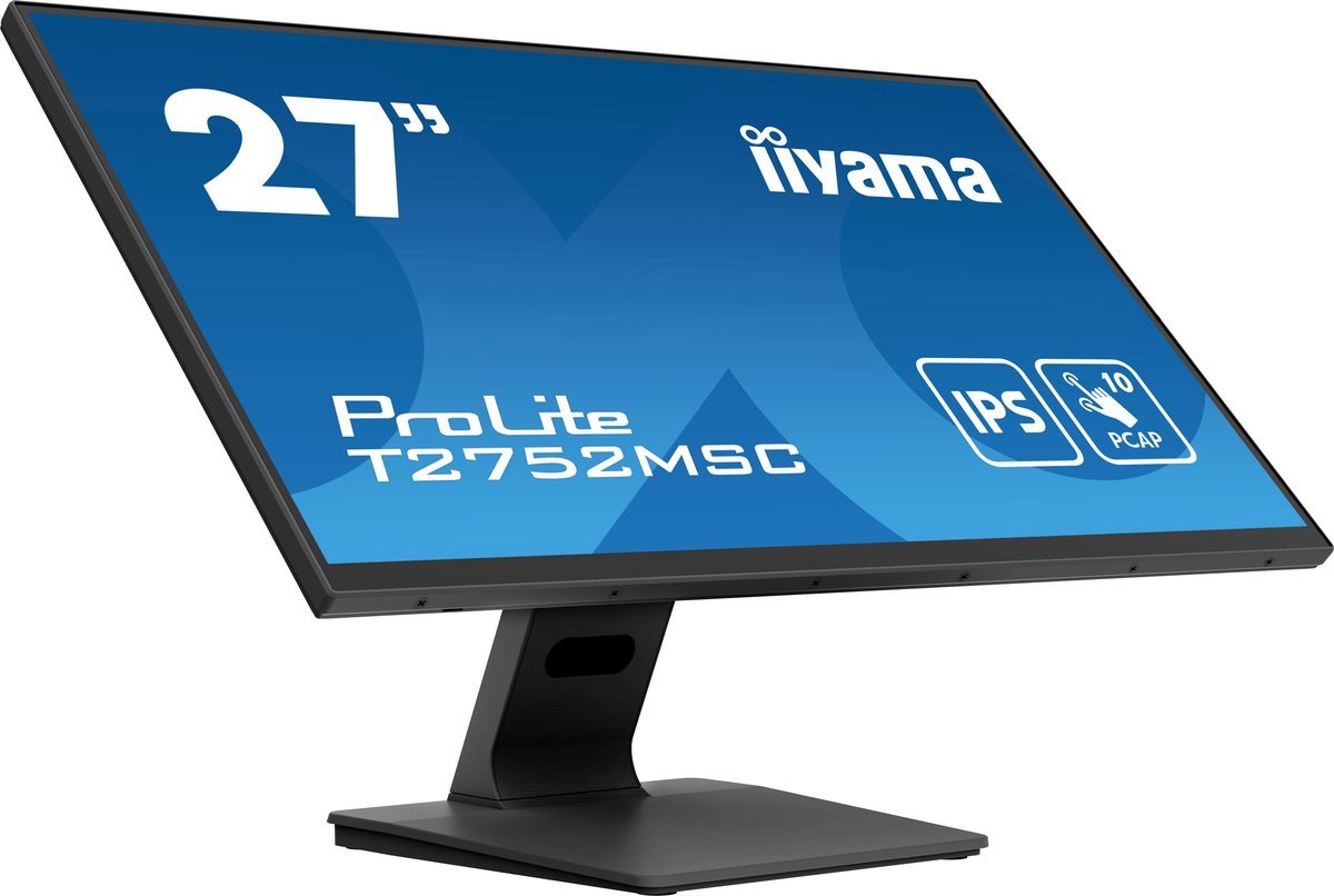 iiyama ProLite T2752MSC-B1 - Monitor a LED - 27" - touchscreen - 1920 x 1080 Full HD (1080p) @ 60 Hz - IPS - 400 cd/m² - 1000:1 - 5 ms - HDMI, DisplayPort - altoparlanti - nero, opaco