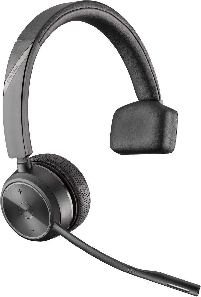 HP Poly Savi 7210 Office DECT 1880-1900 MHz Single Ear Headset Cablato A Padiglione Musica e Chiamate Base di ricarica Nero