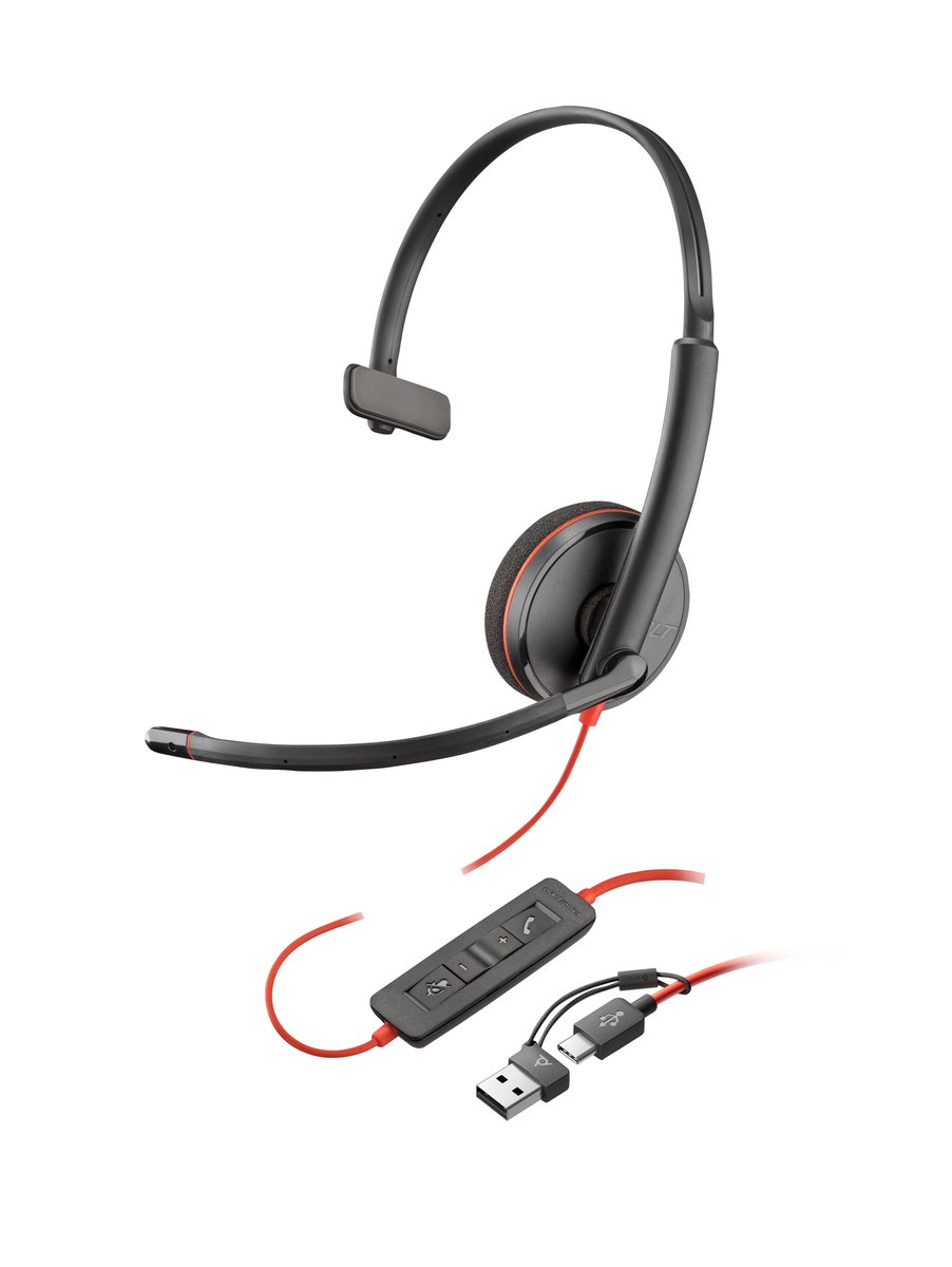 HP Poly Blackwire 3210 Monaural USB-C Headset (Bulk) Auricolare Cablato A Padiglione Ufficio USB tipo-C Nero