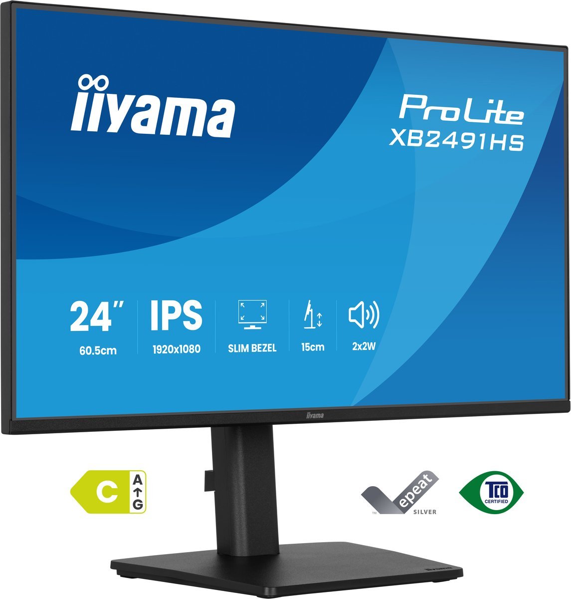 iiyama XB2491HS-B1 Monitor ProLite 23,8" IPS FHD 120Hz 1ms 350cd 1500:1 HDMI DP 2x2W HAS 150mm PIVOT