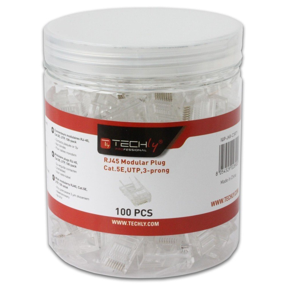 Techly IWP-JAR-C5RTY Connettore RJ45 8P/8C Cat5e UTP, Filo, 100 pz