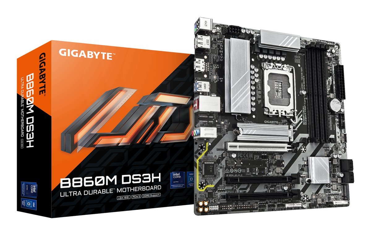GIGABYTE B860M DS3H SCHEDA MADRE - CPU INTEL CORE ULTRA, VRM A 5+1+2+1 FASI, FINO A 9066MHZ DDR5, 1XPCIE 5.0 + 1XPCIE 4.0 M.2, LAN 2,5 GBE, USB 3.2 GEN 2