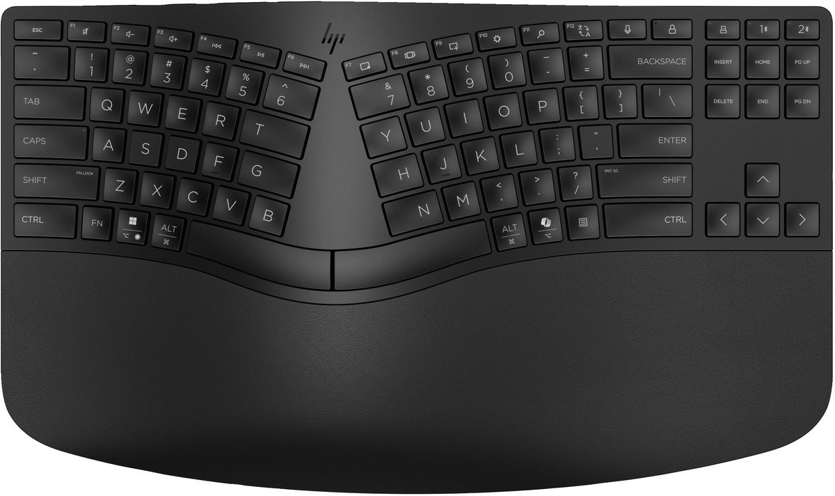 Tastiera wireless HP 965 ergonomica - ricevitore USB + Bluetooth - nera QWERTY (7E756AA#ABB)