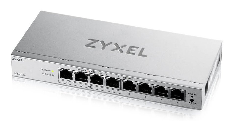 ZYXEL GS1200-8HPV3-EU0101F SWITCH GESTITO L2 - 8 x 10/100/1000 (4 PoE+) PoE+ (68 W) DESKTOP GRIGIO