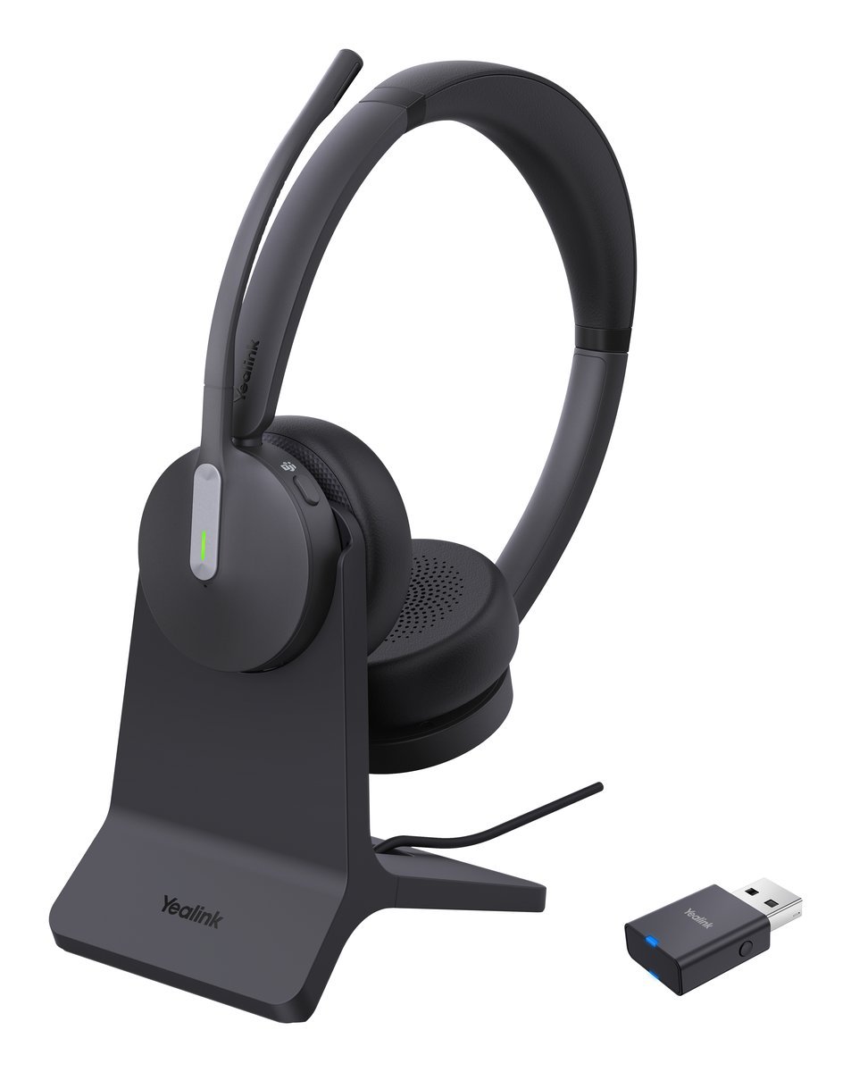 Yealink WH64 Hybird Dual with Charging Stand Teams Auricolare Wireless A Padiglione Ufficio USB tipo-C Bluetooth Base di ricarica Nero