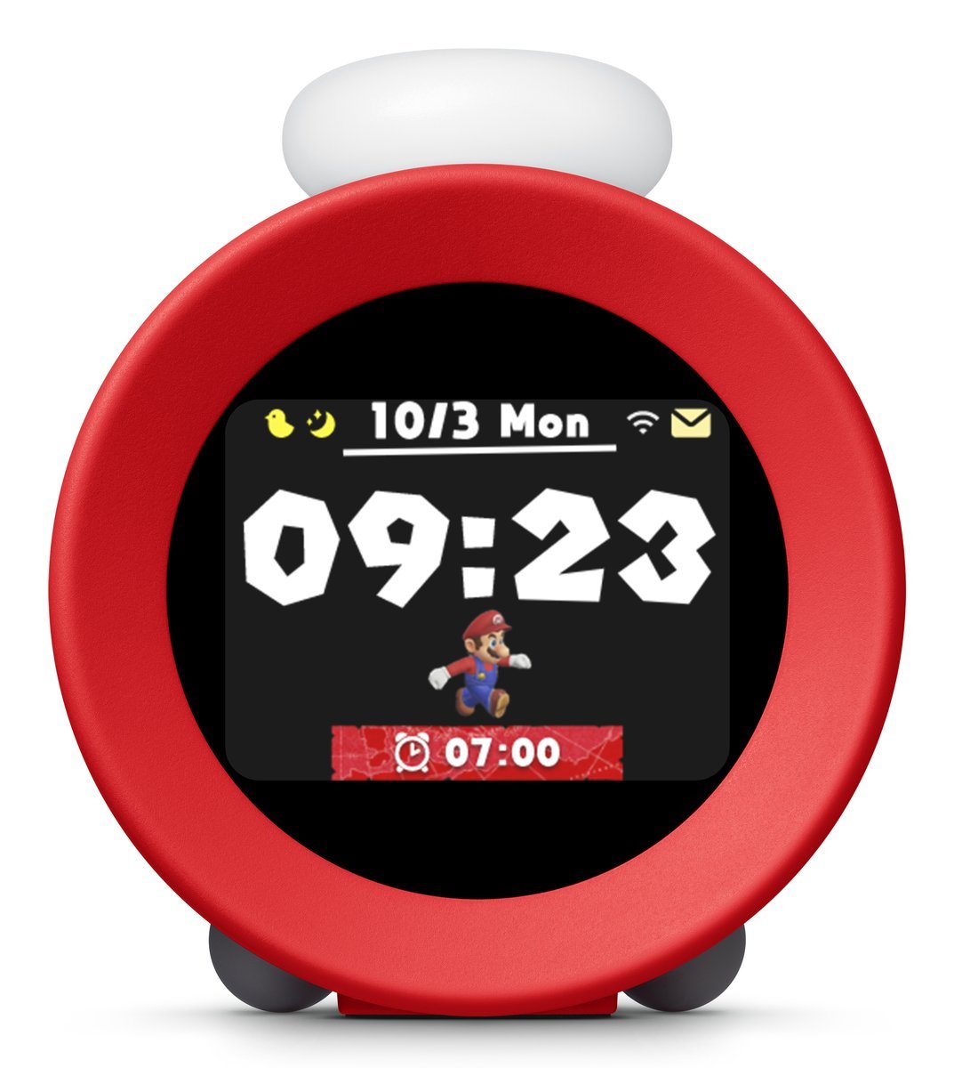 Nintendo Orologio Sonoro Alarmo - <h1 style="text-align: center;"><b>Svegliati in un mondo di giochi!</b></h1><div style="text-align: center;"><b>Come funziona Alarmo?</b></div><div>&nbsp;</div><div><b>Risveglio</b></div><div>Seleziona un titolo, scegli una scena, imposta un orario e lascia che Alarmo si occupi del resto! La mattina, la sveglia inizier&agrave; a suonare all'orario che hai impostato, usando la musica e gli effetti sonori della scena che hai scelto.</div><div>&nbsp;</div><div><b>R