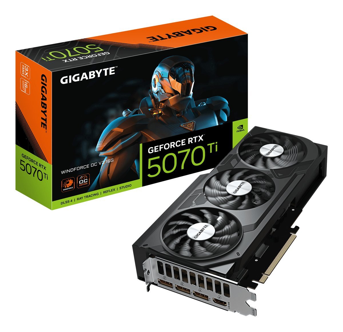 GIGABYTE GEFORCE RTX 5070 Ti WINDFORCE OC V2 16GB GDDR7 DLSS4 PCI Express 5.0 -TRIPLE FAN 1 x HDMI 3 x DISPLAYPORT NERO