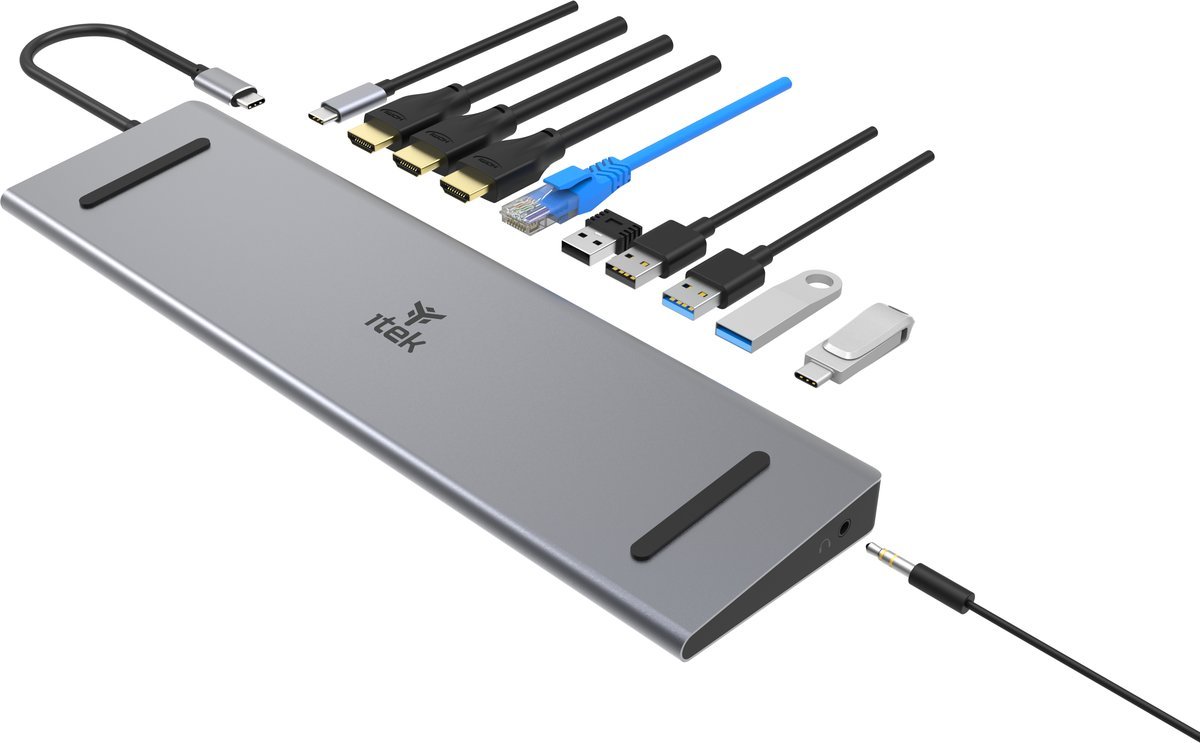ITEK Docking Station USB-C 11 in 1- 3HDMI …