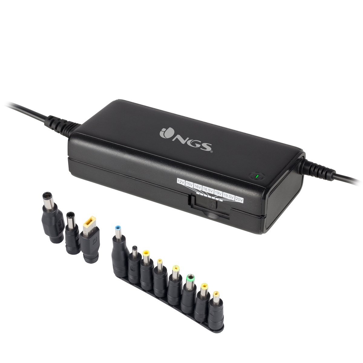 NGS Alimentatore Universale Ban fino a 90W Protezioni 11 Adattatori - <p>Caricatore manuale universale per computer portatile con potenza in uscita di 90 W.</p><p class="MsoNormal"><o:p></o:p></p><p class="MsoNormal">11 punte intercambiabili incluse per computer portatili delle marche di laptop pi&ugrave; diffuse.<o:p></o:p></p><p class="MsoNormal">Compatibile con le principali marche: Acer, HP/Compaq, Sharp, Asus, HP, Sony, Dell, IBM, Toshiba, Fujitsu, Nec, Lenovo, Gateway, Samsung.<o:p></o:p><