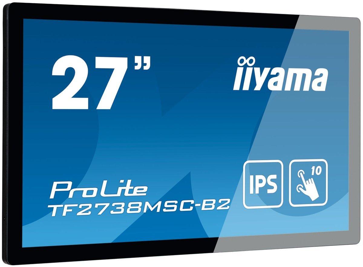 iiyama ProLite TF2738MSC-B2 - Monitor a LED - 27" - telaio aperto - touchscreen - 1920 x 1080 Full HD (1080p) @ 60 Hz - A-MVA+ - 300 cd/m² - 3000:1 - 5 ms - HDMI, DVI, DisplayPort - altoparlanti - nero