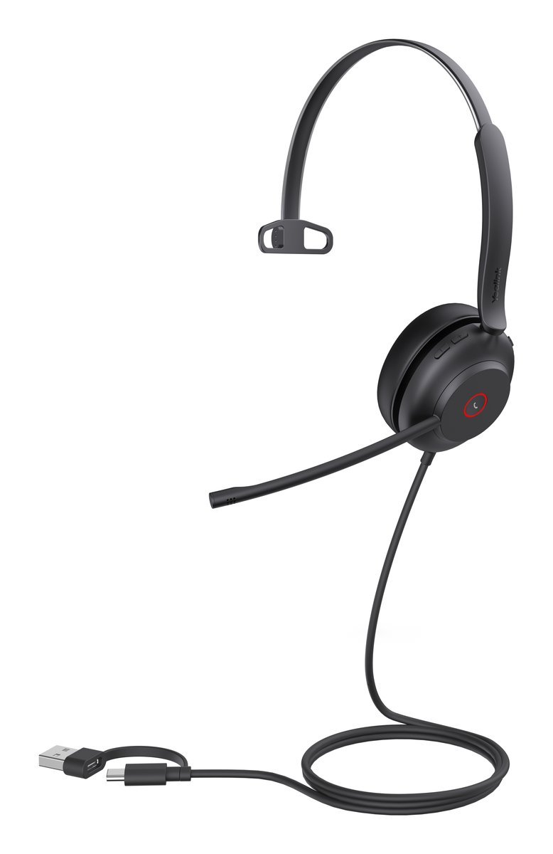 Yealink UH37 Mono UC Auricolare Cablato A Padiglione Ufficio USB Type-C / USB Type-A Nero