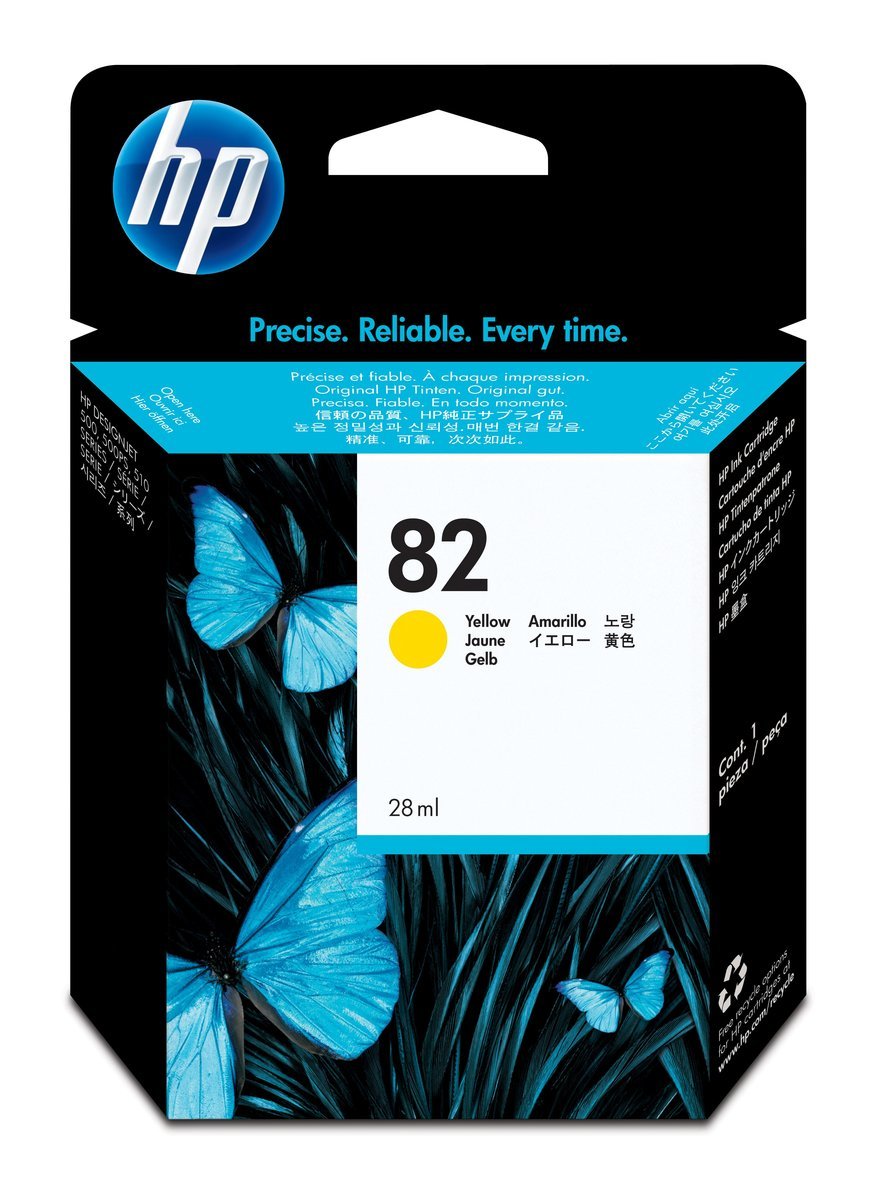HP 82 28-ml Yellow DesignJet Ink Cartridge cartuccia d\'inchiostro 1 pz Originale Giallo