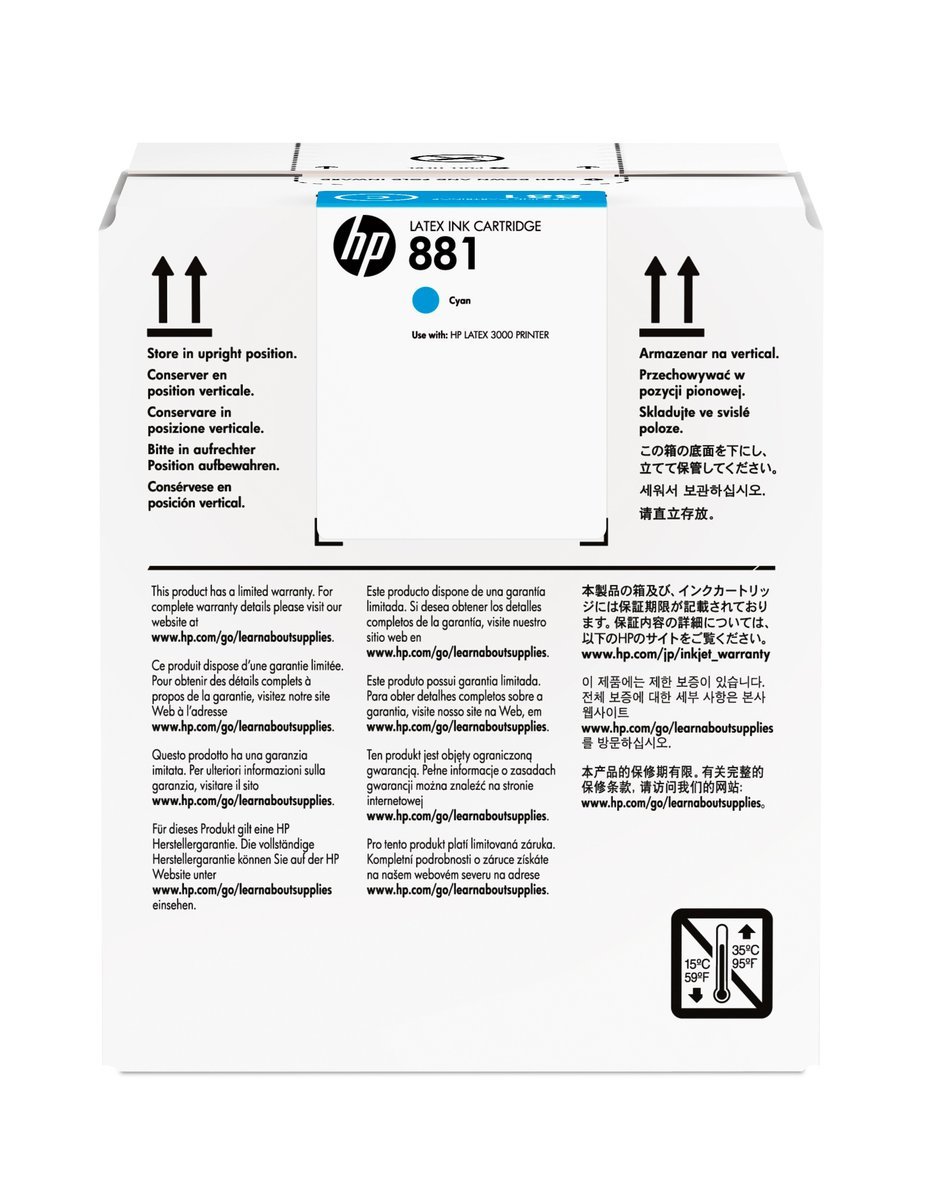 HP INC 881 5-LTR CYAN LATEX INK CARTRIDGE