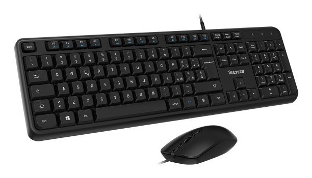 Vultech KM-811 tastiera Mouse incluso Ufficio USB QWERTY Italiano Nero