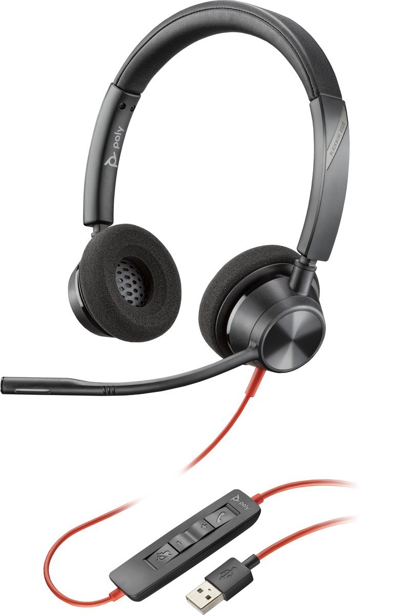 HP Poly Blackwire 3320 USB-A Headset Auricolare Cablato A Padiglione Ufficio USB tipo A Nero