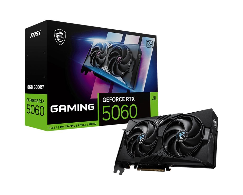 MSI GEFORCE RTX 5060 8G GAMING OC NVIDIA 8 GB GDDR7 DLSS4 DUAL FAN PCI Express x16 5.0 - 1 x HDMI 3 x DISPLAYPORT