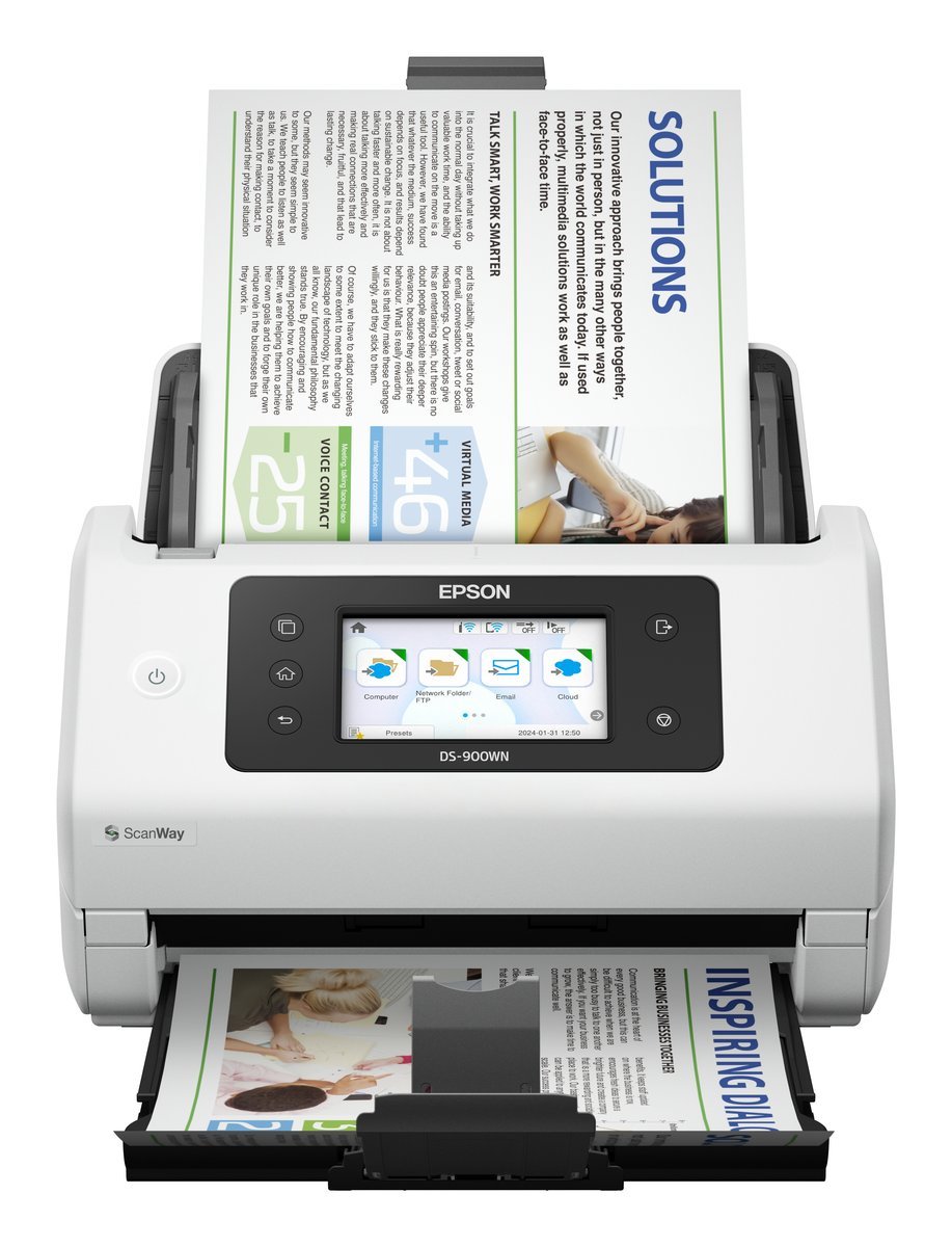 EPSON WORKFORCE DS-900WN SCANNER A4 WI-FI DISPLAY TOUCH 4.2" USB LAN 70ppm 11.000 PAGINE GIORNALIERE 600 x 600 DPI BIANCO
