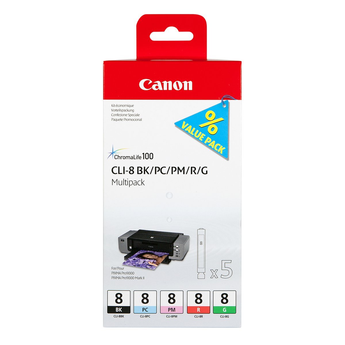 Canon 0620B027 cartuccia d'inchiostro 5 pz Originale Ciano per foto, Magenta per foto