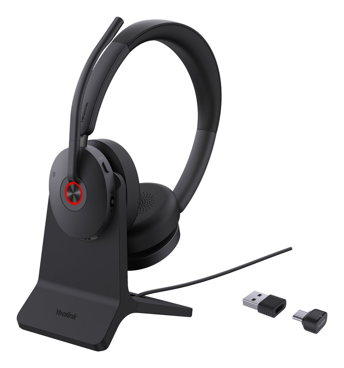 Yealink BH74 + Stand UC USB-C/A Auricolare Wireless A Padiglione Ufficio USB Type-C / USB Type-A Bluetooth Base di ricarica Nero