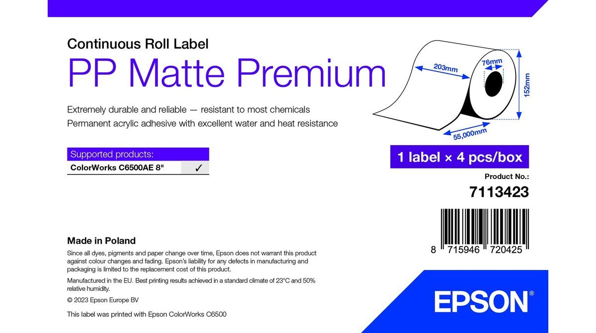 7113423 CONTINUOUS ROLL 210MMX55MM